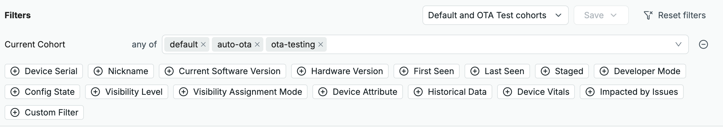Saved Device Searches dropdown Saved Device Searches dropdown